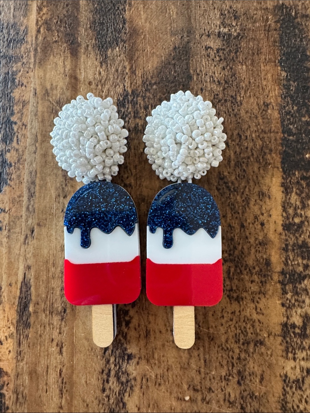 Brianna Cannon Patriotic Popsicle Dangle Earrings - Red White Blue